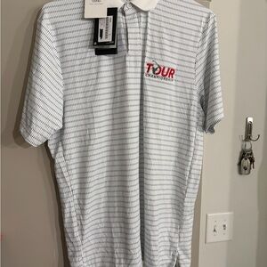 PGA Tour White and Black Patterned Polo Shirt